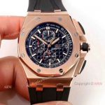 Japan Grade Audemars Piguet Replica Rose Gold Black Rubber Wrist Watch